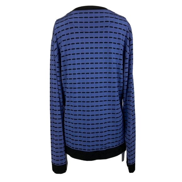 Chico's Travelers Jacket Womens Sz 1 US M Blue Black Striped Knit Stretch Zip Up - Picture 4 of 8